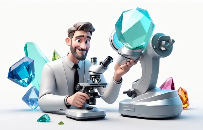 Man Making Diamond Machine 3d Character Illustration